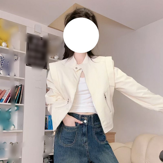 쌍천 라이더 봄 가을 쇼트 코트 디자인 스타일리쉬 캐주얼 재킷 W26030407