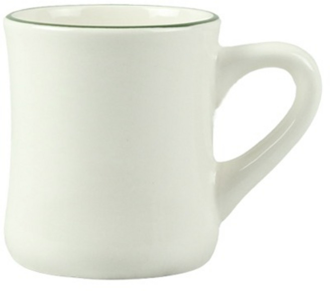 뉴욕 라쿠스 라인 장구 머그컵 400ml 그린 커피 카페, 1개