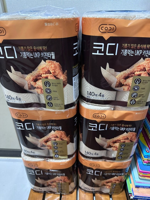 [코디] 기름먹는 UKP 무표백 키친타월 140매 x 4입 6팩, 4개