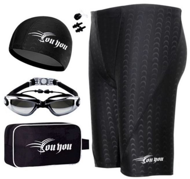 에쉬울프 남성용 실내 5부 수영복 6종 세트, 블랙