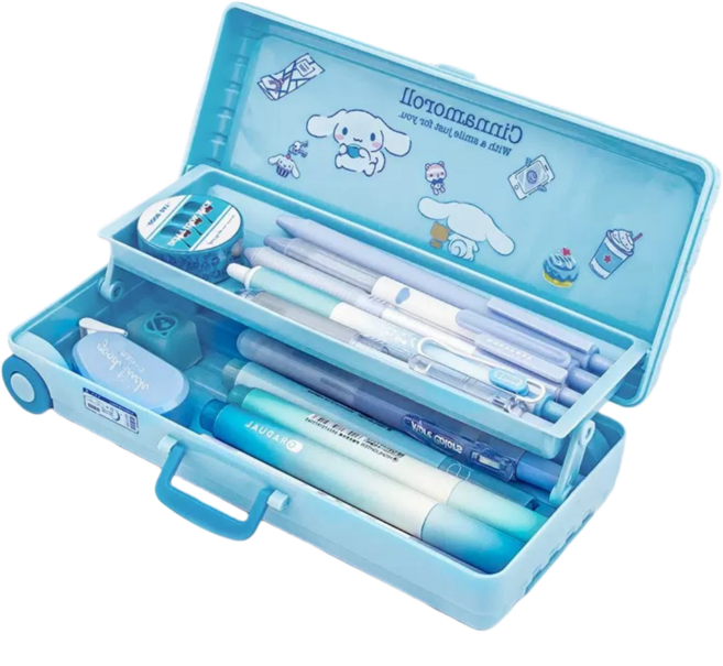 바퀴달린 필통 더블 레이어 산리오 필통 DIY, 1개, 시나모롤