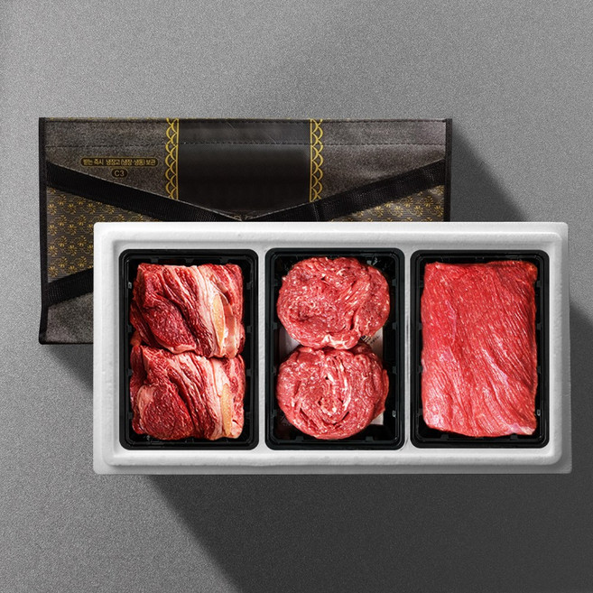 [기품맛담 ] 1+ 숙성한우특선 구이 1.2kg 혼합 선물세트2호(꽃4불4국4), 1박스