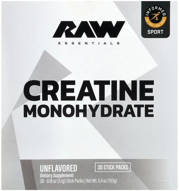 새해 건강을 선물하세요 Raw Nutrition Essentials 크레아틴 일수화물 무맛 스틱팩 30개 개당 5.1g(0.18oz) 특별관리진행, RawNutritionEssentials크레아틴일수화물, 5.1g, 1 - 쿠팡