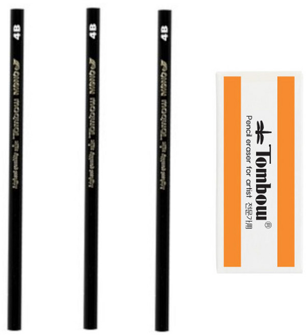 톰보 연필 모노J 4B(3개입) + 톰보 지우개 700 중(1개입)