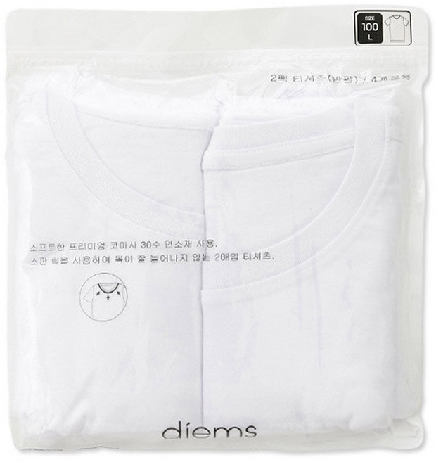 [STCO] 남성 목 늘어남 방지 라운드 반팔 티셔츠 화이트 2PACK