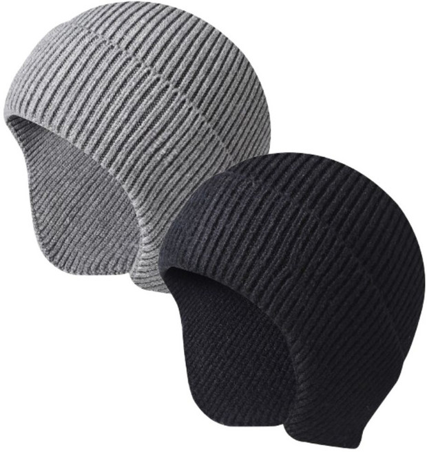 하우홈즈 1+1 무지 귀달이 니트 모자 방한 겨울 런닝 털 모자