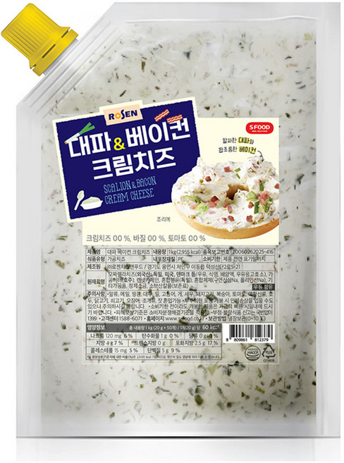에쓰푸드 로젠 대파&베이컨 크림치즈 1kg / 3개