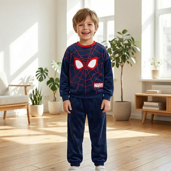 프리미에팜 스파이더맨 아동용 밍크 스 판9부 상하복 세트