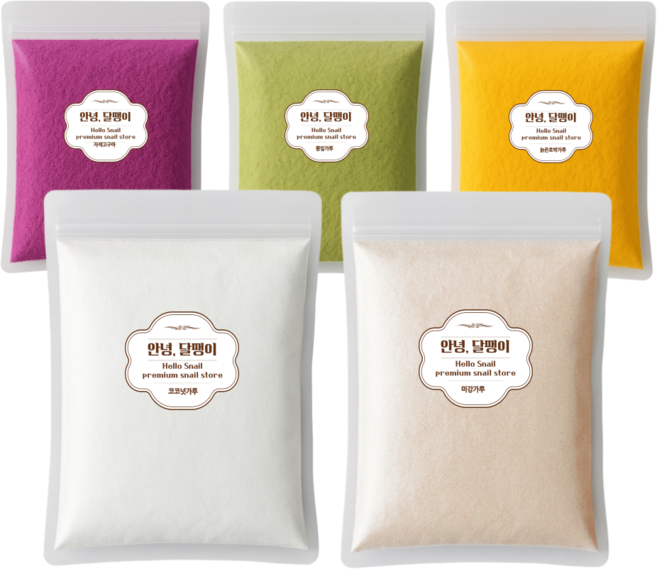 애완 달팽이 과채소 가루 5종세트 (간식 사료 먹이), 1세트, 60g