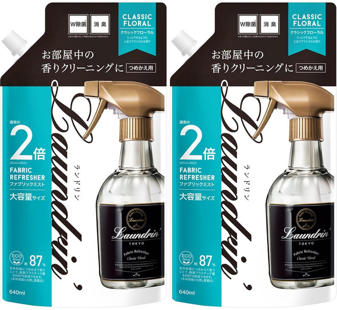 란도린 패브릭 미스트 섬유 탈취제 리필 클래식 플로랄 640ml 2팩, 2개, 클래식플로랄