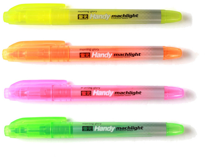 모닝글로리 1600 뉴핸디 마하라이트 형광펜 세트, 4색, 1세트