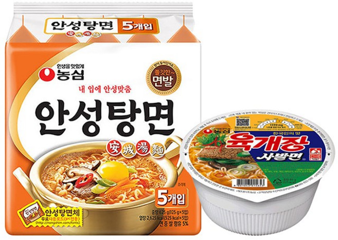 농심 육개장사발면(86g12개입)+안성탕면10봉지, 단품