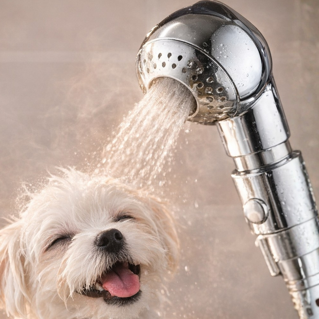 튼튼댕냥 우리 강아지 저자극 절수 샤워헤드, 1개, 실버