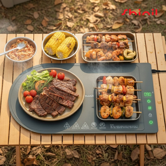 신일 푸드워머 올워밍 우드워머 보온 접이식 다이닝 테이블 매트 음식워머 휴대용 100도, 스몰 그레이