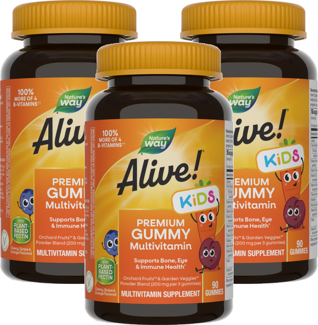 네이쳐스웨이 얼라이브! 키즈 프리미엄 멀티비타민 구미, 90정, 3개