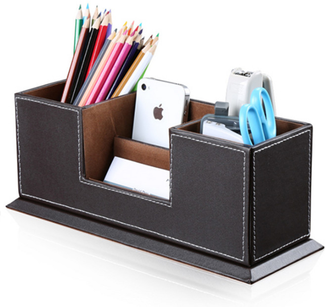오렌스 데스크 오거나이저 펜슬 정리함, 브라운, 1개