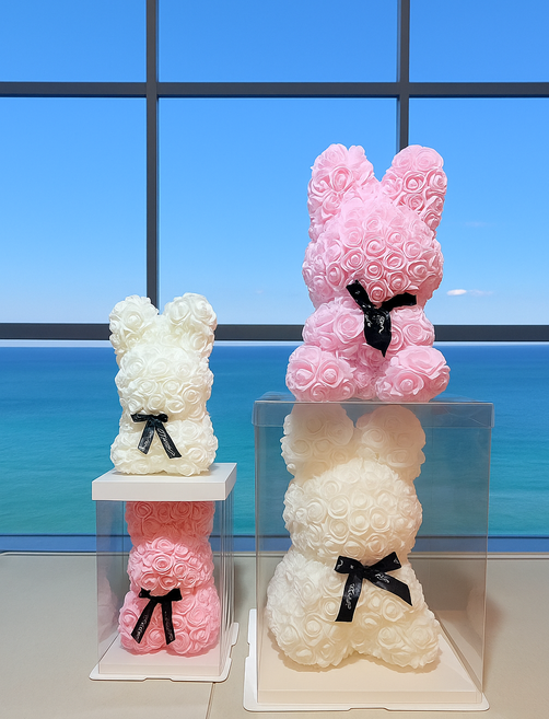 셔니엘 로즈베어 조화 장미곰돌이 기념일 밸런타인데이 여자친구 꽃다발선물, 화이트, 1개