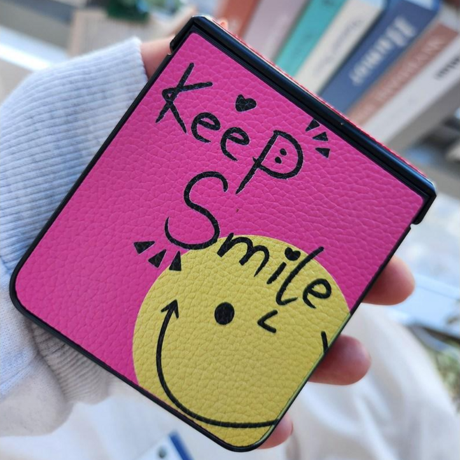 갤럭시Z플립 5 6 7 킵스마일 레더 힌지보호 케이스