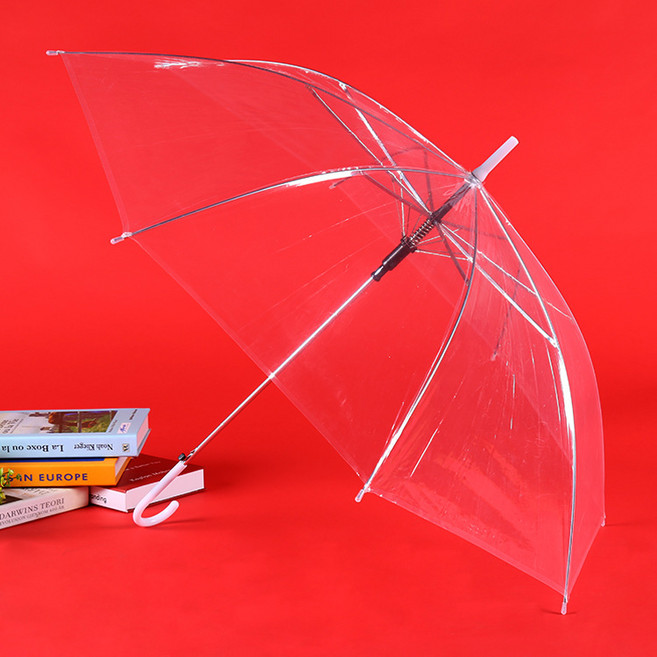 【無品牌】-彩色透明雨傘直杆自動雨傘長柄傘雨傘