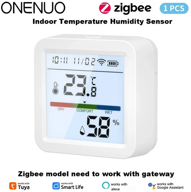 Tuya WIFI(LCD 디스플레이 포함/없음) 온도 및 습도 센서 실내 또는 실외 지원 Alexa Google Assistant, 02 Screen