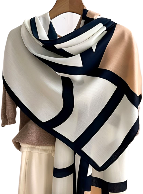 쁘띠엘라 명품스타일 롱스카프 사계절 머플러, 베이지, 1개