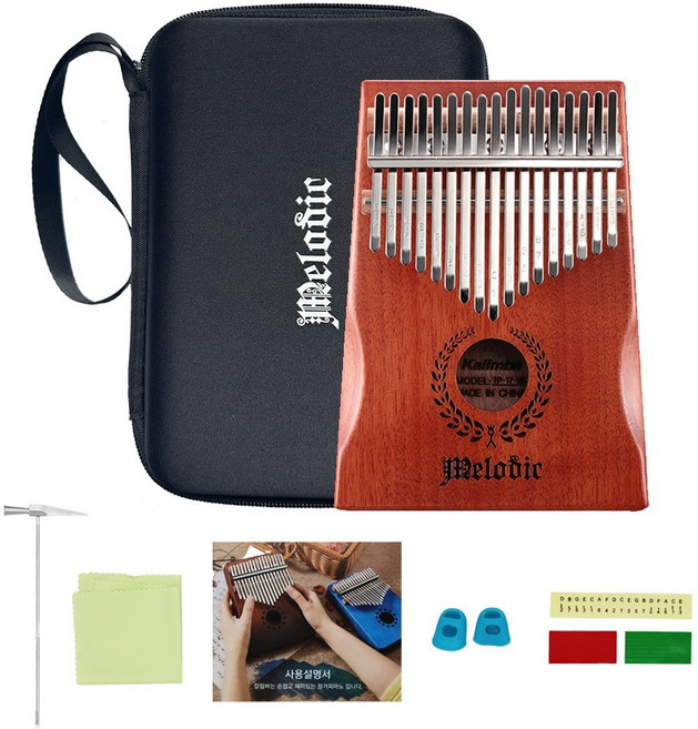 멜로딕 NB 마호가니 칼림바 17음계 C키 하드케이스+구성품 세트, TP-17-NB, 1개