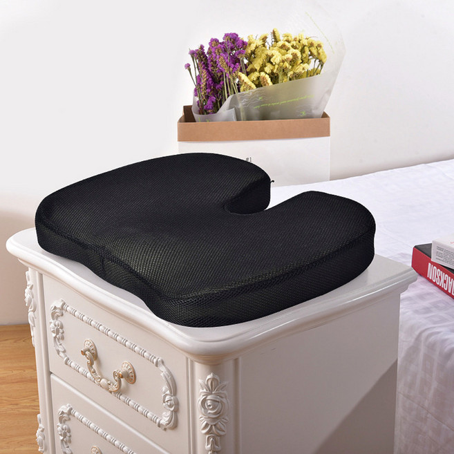 막툼 메모리폼 방석 의자 라텍스 엉덩이 쿠션 메쉬 기능성, 블랙