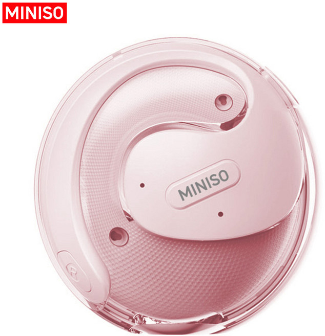 MINISO AI 음성 번역 블루투스 오픈형 귀걸이형 이어폰 스마트 실시간 번역기 외국어 언어 학습기, 핑크, X15 PRO