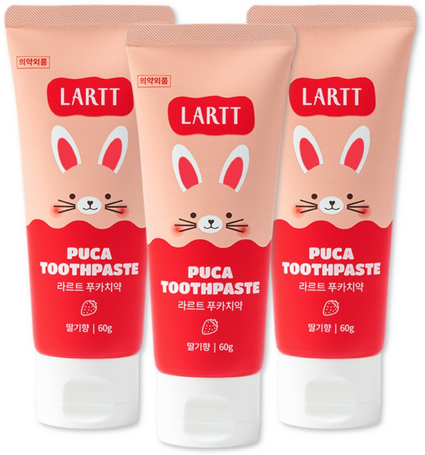 라르트 푸카 무계면 어린이 불소 키즈 치약 딸기향, 3개, 60g