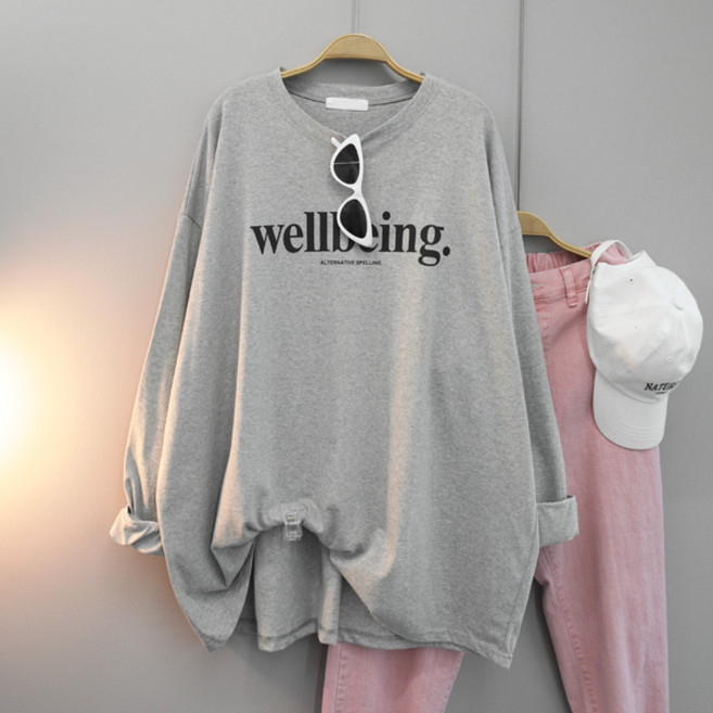 달콩 여성 빅사이즈 봄신상 스펠링레터링박스롱티