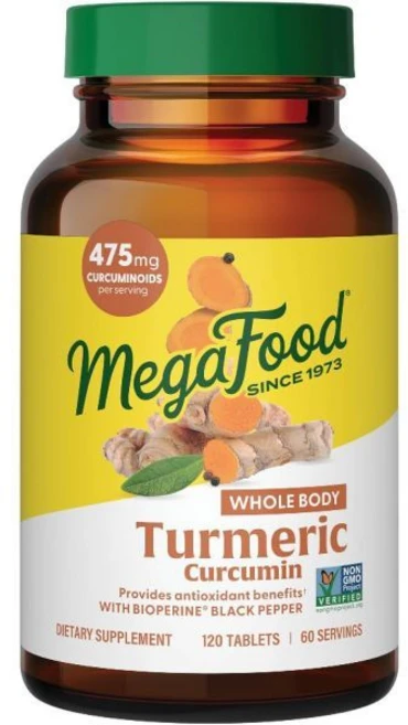 강황 메가푸드 커큐민 엑스트라 스트렝스 전신 흑후추 포함 475mg 커큐미노이드 홀리 바질 타르트 체리 9가지 식품 알레르겐 없이 제작 120탭(60인분), 1개, 120정 - 쿠팡