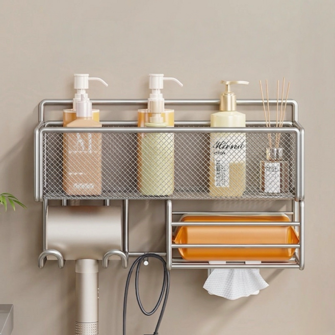 담이즈 다용도 무타공 바스켓 수납 선반, 1개, 실버