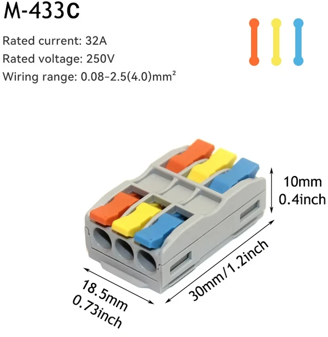 10 50PCS 와이어 접합 배선 터미널 블록 입력 출력 직접 커넥터 하드 다중 빠른 가능한 삽입, 02 50 PCS, 05 M-433C