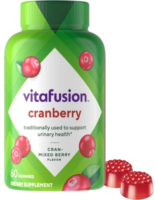 Vitafusion 비타퓨전 여성용 크랜베리 젤리 1회 제공량당 500mg 주스 농축액 60개입, 60정, 1개 - 쿠팡