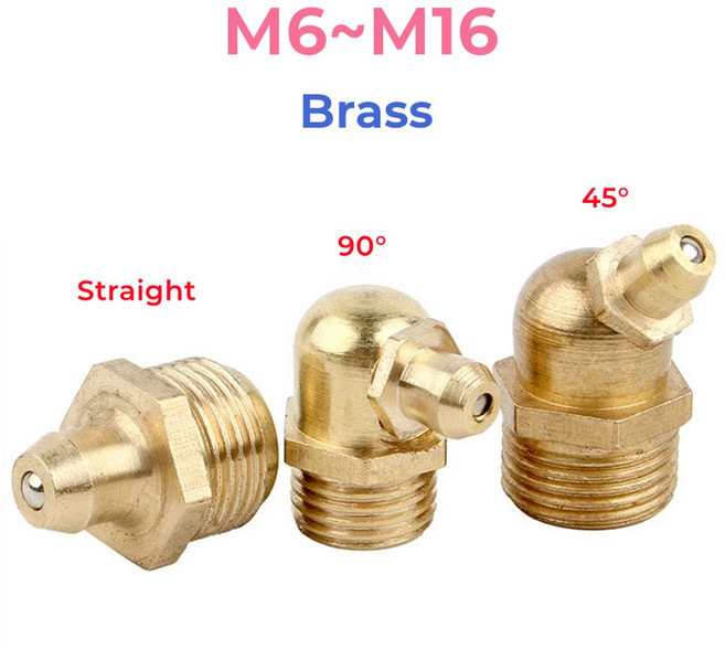 황동 제크 피팅 노즐 M6 M8 오일 마우스 그리스 범용 M10 버터 수나사 M16 M14 M12 니플, 1개