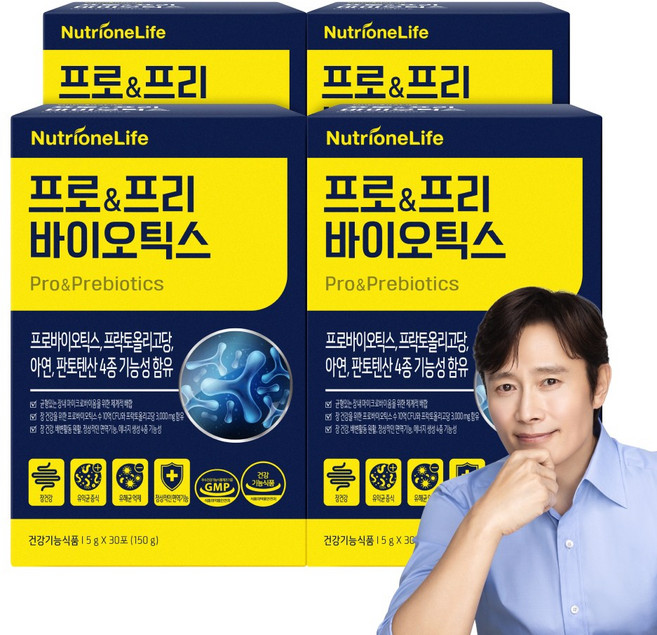 [무료배송/오늘출발] 뉴트리원 프로&프리바이오틱스 유산균 세트 구성, 4박스, 30포