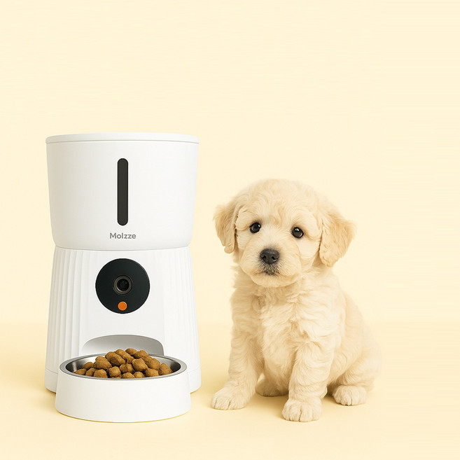 모이쯔 강아지 고양이 스마트자동급식기 4L 어플연동 정량배식 홈켐, 1개, 화이트