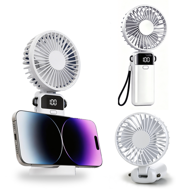 YGGDRAVA 휴대용 접이식 선풍기 써큘레이터, 흰색, FWSM-S1
