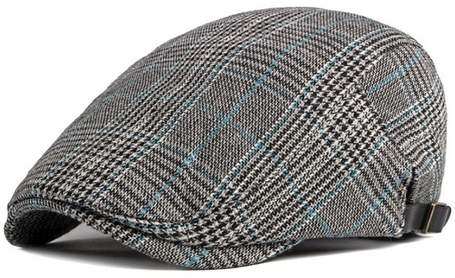 두두픽스 보씨엘 남성 헤링본 정장모자 면 코튼 사이즈 조절 버클 헌팅캡 YZ30108