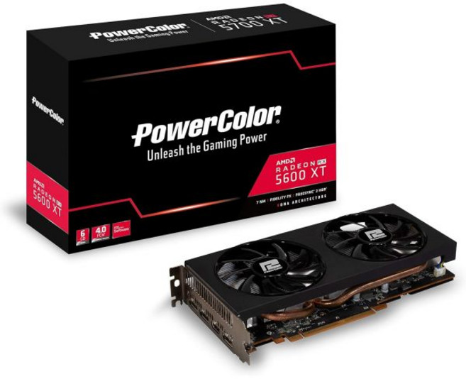 그래픽 카드 게이밍 고성능 성능향상 PowerColor AMD Radeon RX 5600 XT 6GB AXRX 5600XT 6GBD6-3DHV2OC Renewed, 1개
