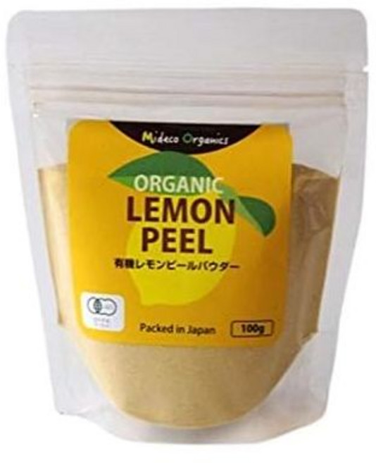 Mideco Organics(ミデコオーガニック) 유기농 JAS 인증 레몬 껍질 가루 3.5온스 (100g) "과피 가루" 일본 출고 향신료, 100g, 1개