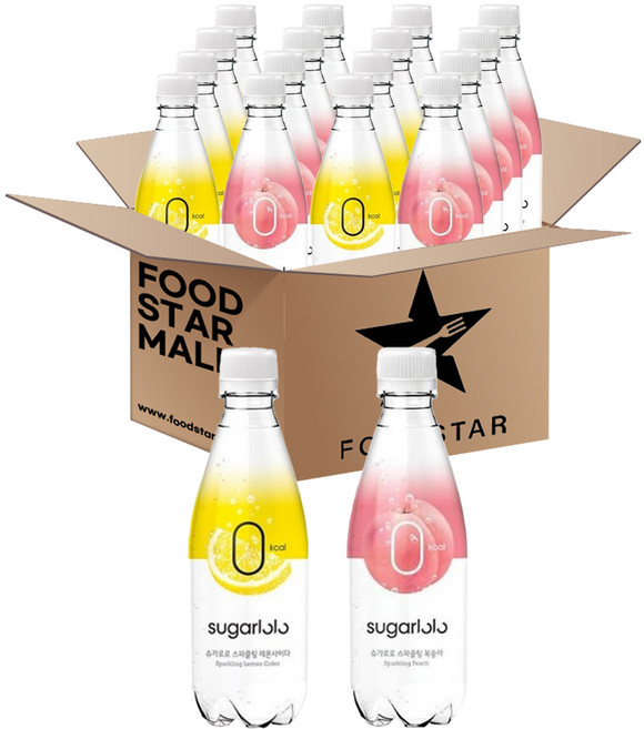 푸드스타 슈가로로 레몬 + 복숭아 350ml 각9입