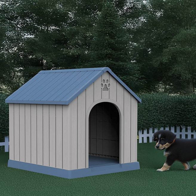 하우스랜드 도그하우스 M 조립식 개집 강아지집 소형견 중형견 + 바마우드스틱 1개(색상랜덤발송) 사은품, 그레이&블루, 1개