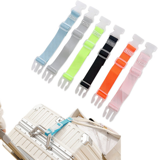 여행용 캐리어 연결 벨트 여행 보조 가방 고정 스트랩 밴드, 6개, 색상혼합
