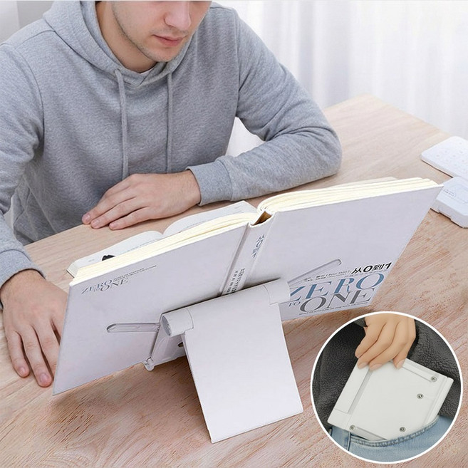 우람상점 110g 초경량 휴대용 심플 와이드 확장 접이식 독서대, 화이트