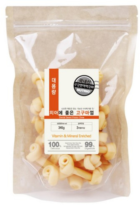 뉴트리오 대용량 애견용 치아에 좋은 껌, 고구마, 340g, 1개