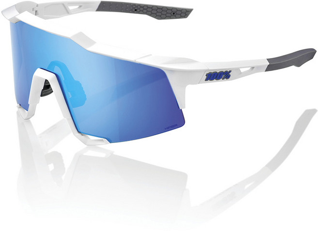 100% 백퍼센트 스피드크래프트 SPEEDCRAFT 자전거 러닝 고글 선글라스 (옵션선택), 매트 화이트-하이퍼 블루 멀티레이어 미러 렌즈, 1개