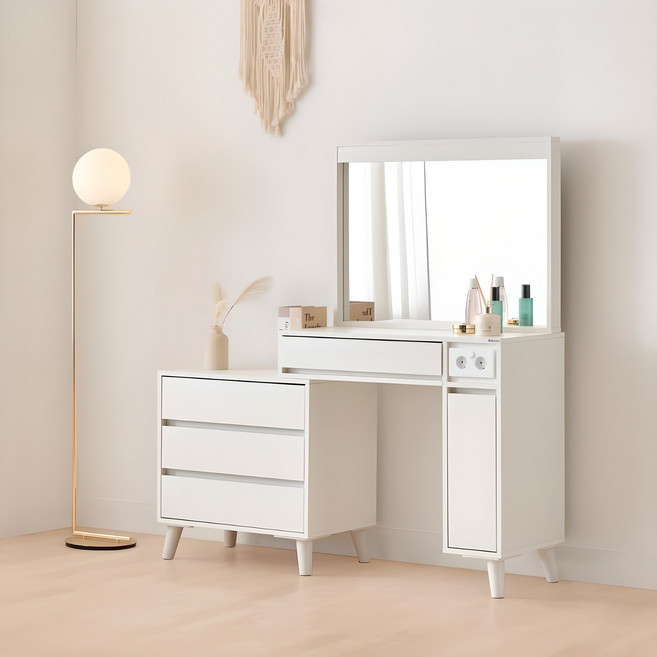 동서가구 브로든 LED 확장형 수납 화장대 방문설치, 화이트