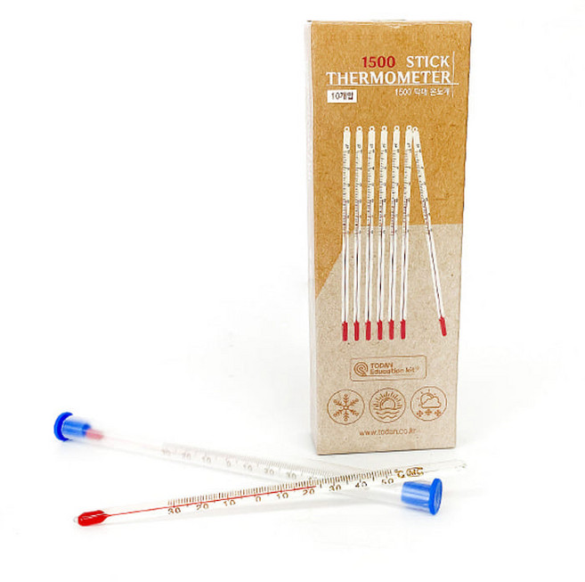 막대온도계 15cm (낱개) / 온도계 온도측정 막대 알코올 유리온도계 과학준비물, 1개