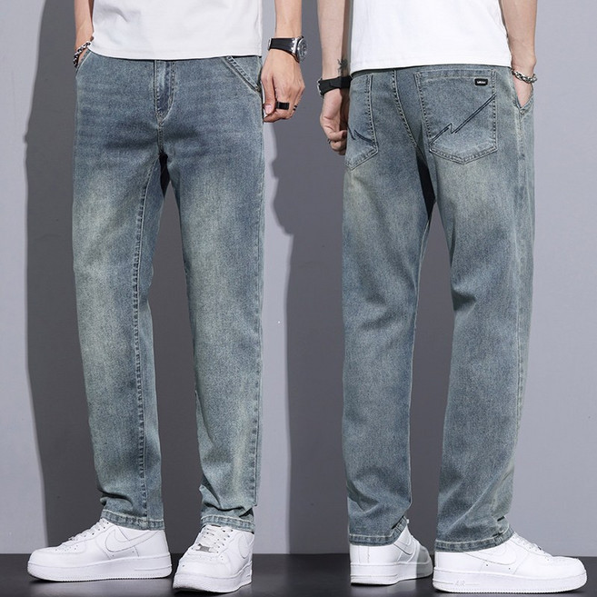 wassup 남자 청바지 사계절 스판 일자핏 슬림핏 작업복바지 남자 여름바지